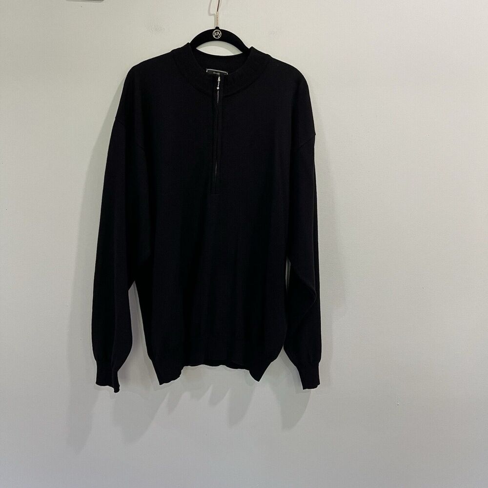 Raffi Linea Uomo Sweater Mens Large Made in Italy Black Cotton Blend Mock Neck